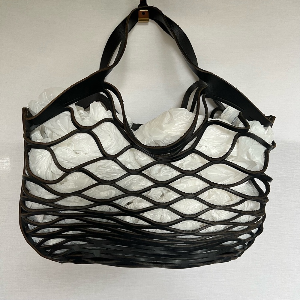 Bill Amberg Leather Black Mesh Tote Bag